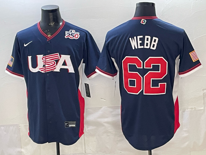 USA National Embroidered Baseball Team 2026 World Cup Team Jersey T-shirt