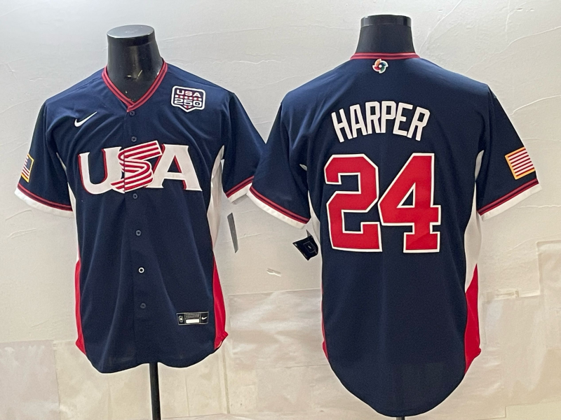 USA National Embroidered Baseball Team 2026 World Cup Team Jersey T-shirt