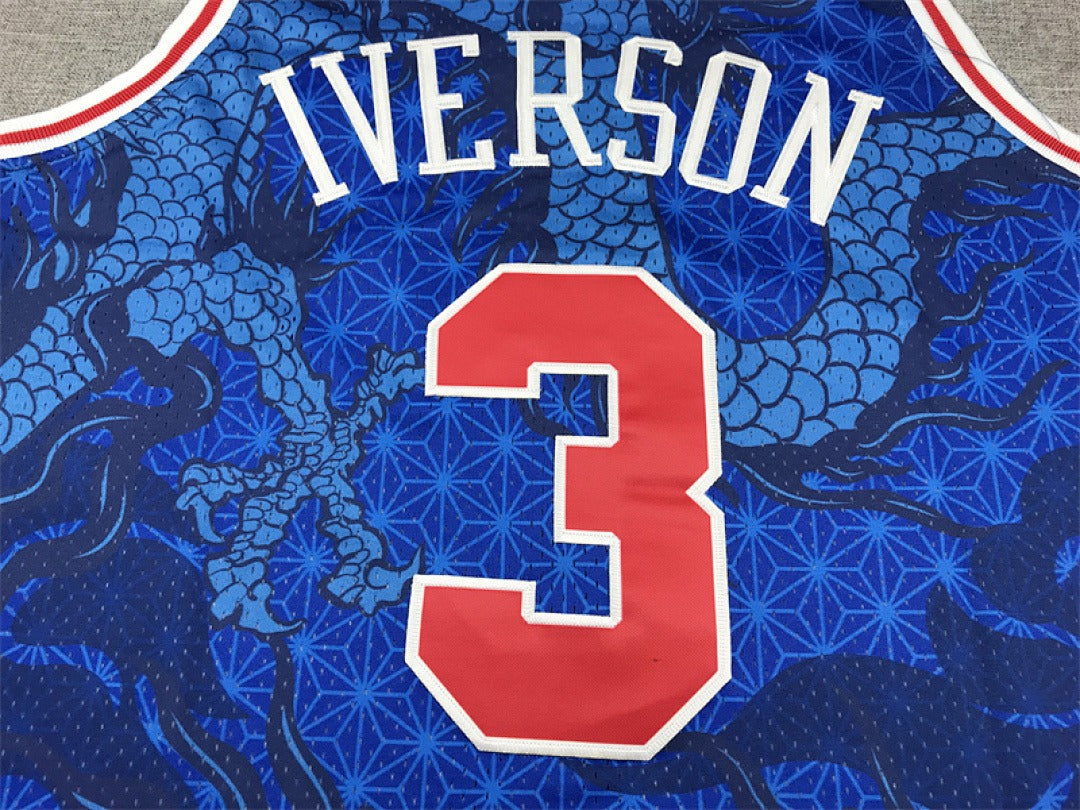 Philadelphia 76ers Allen Iverson #3 NBA Retro Embroidered Jersey – Sizes S-XXXL