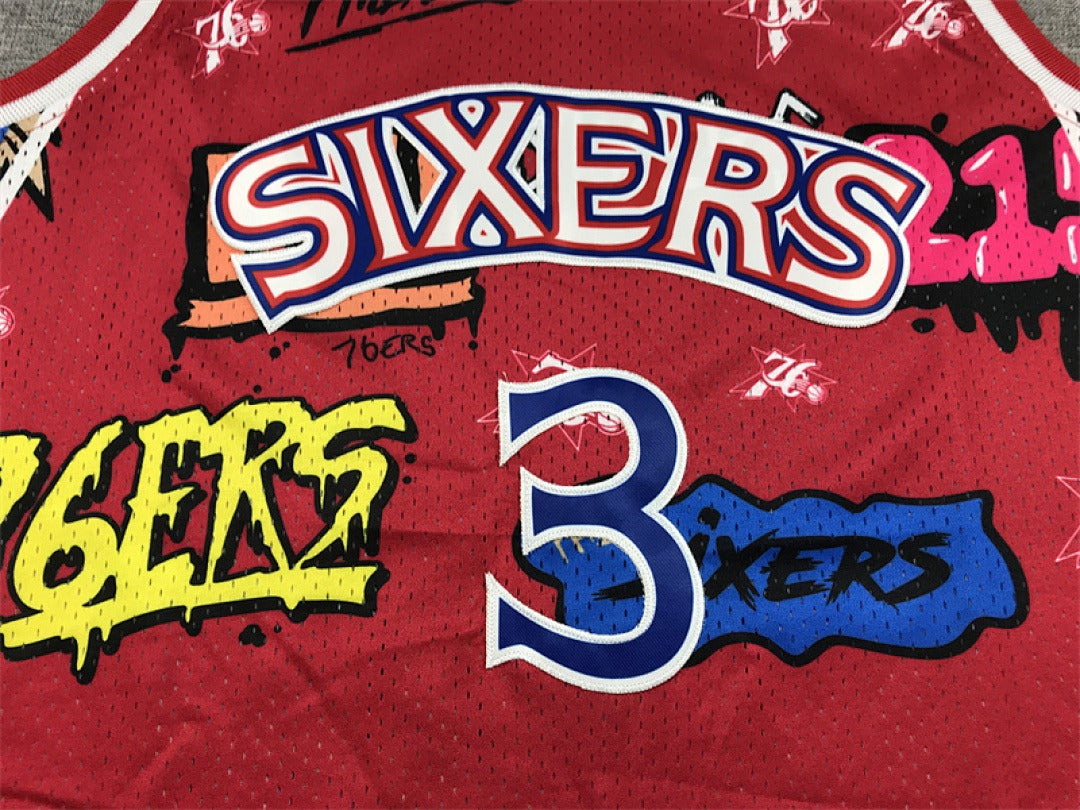 Philadelphia 76ers Allen Iverson #3 NBA Retro Embroidered Jersey – Sizes S-XXXL