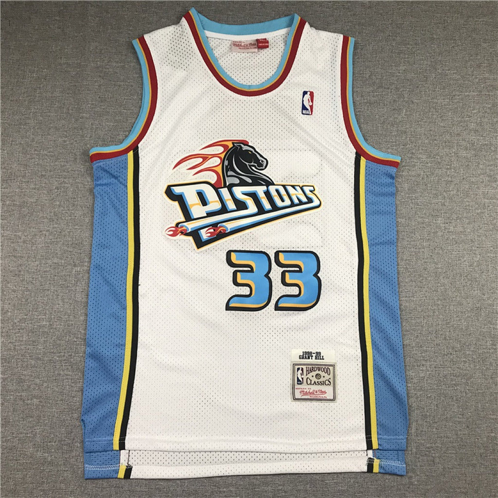 NBA retro Pistons Hill #33 jersey
