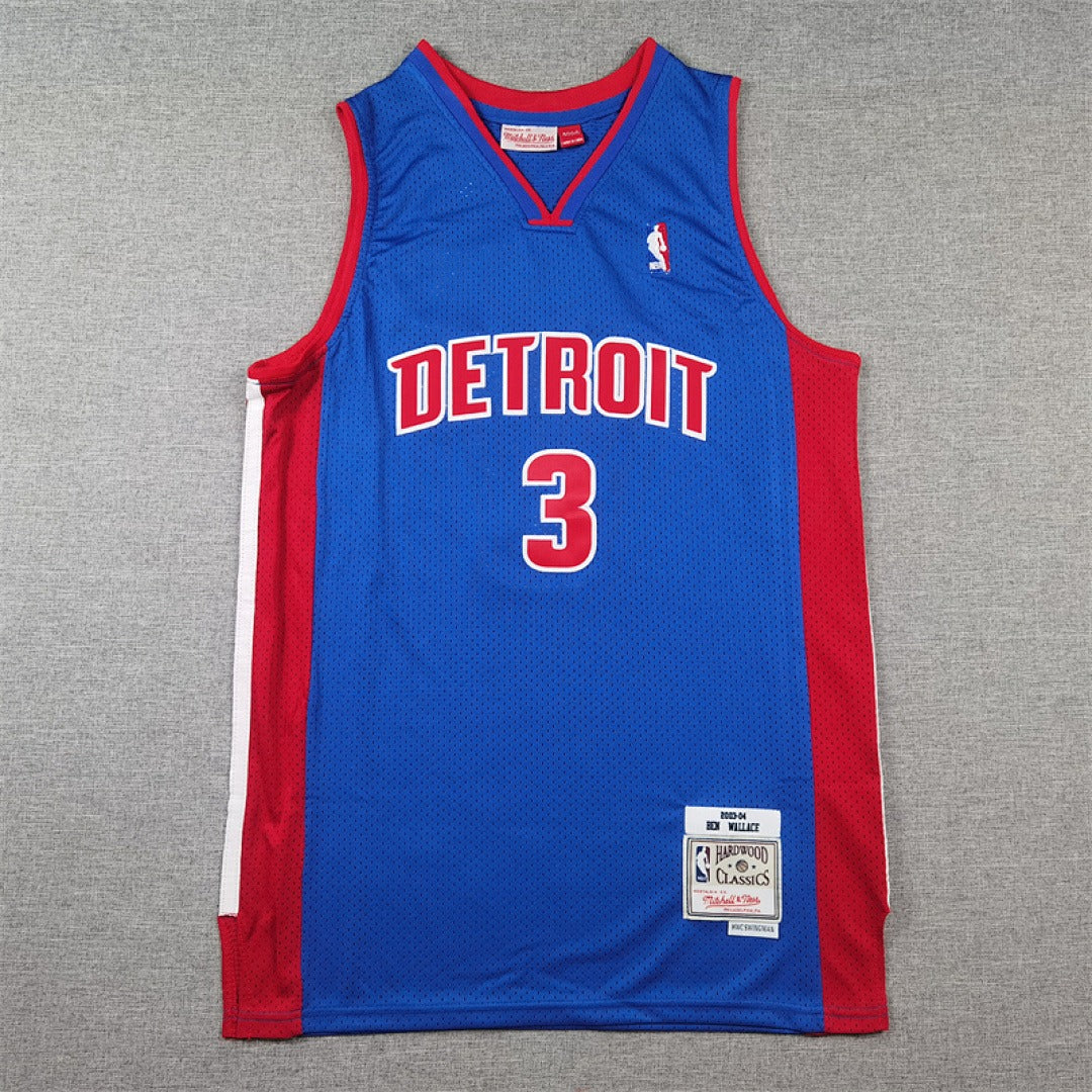 Ben Wallace #3 Detroit Pistons NBA Retro Embroidered Jersey – Sizes S-XXXL