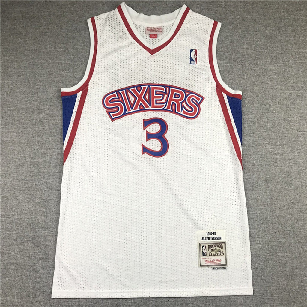 Philadelphia 76ers Allen Iverson #3 1996-97 NBA Rookie Season Retro Embroidered Jersey – Sizes S-XXXL